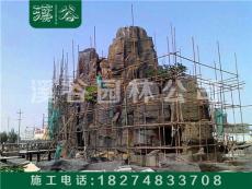 广东塑石假山山体护坡仿木栏杆施工假树施工