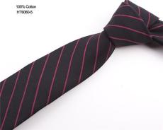 新款休闲领带 酒红色条纹领带 全棉领带